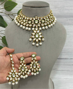 Teardrop Floral Bridal Choker Earrings Maangtika Set, Teardrop Pakistani Choker Set, Floral Indian Choker Set, Celebrity Jewellery Set, Wedding Jewelry