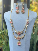 Celebrity Inspired Polki Indian Necklace Set, Bollywood Polki Necklace Set, Indian Jewelry Set, Polki Pakistani Jewelry Set, Wedding Necklace Set