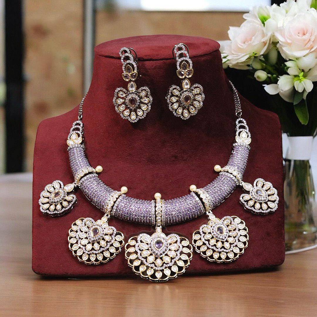 Rajsthani Heart Shaped Choker Earrings Set, Jaipuri Heart Shaped Jewelry, Indian Jewelry Set, Jaipuri Choker Set, Pakistani Choker Set