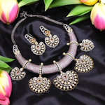 Rajsthani Heart Shaped Choker Earrings Set, Jaipuri Heart Shaped Jewelry, Indian Jewelry Set, Jaipuri Choker Set, Pakistani Choker Set