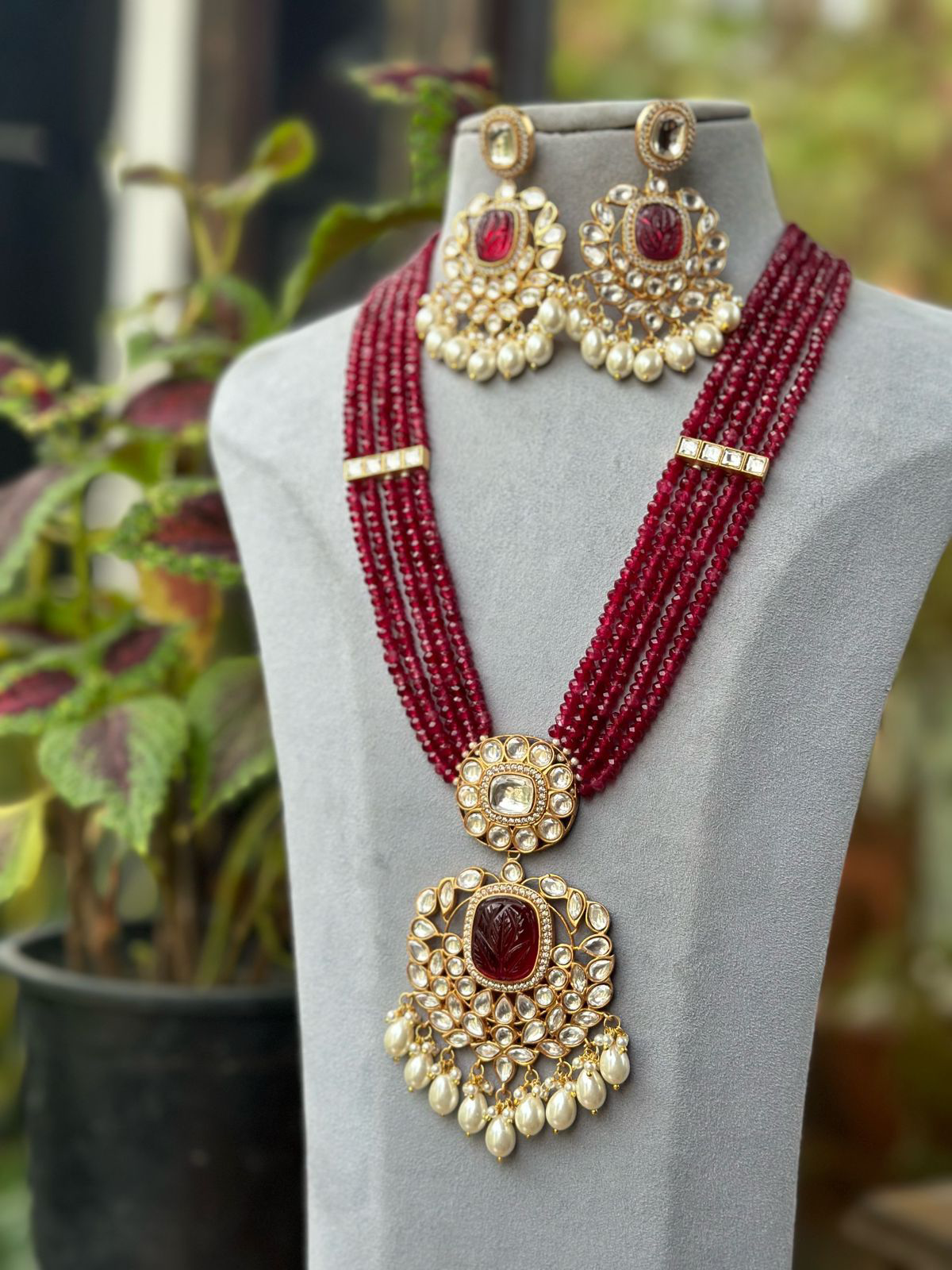 Elegant Bridal Beaded Necklace Earrings Set, Indian Necklace Set, Wedding Jewelry Set, Bollywood Necklace Set, Pakistani Bridal jewelry, Necklace Set