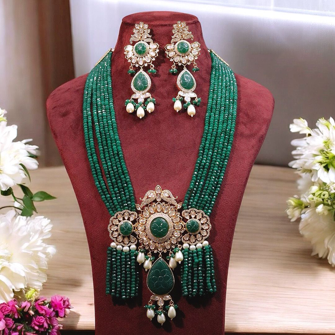 Rajsthani Ethnic Polki Necklace Earrrings Set, Jaipuri Polki Necklace Set, Indian Polki Jewelry Set, Pakistani Polki Jewelry, Celebrity Jewlery Set