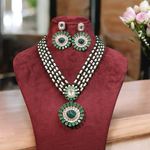 Emerald Green Multi Layer Polki Necklace Set, Green Polki Jewelry, Indian Polki Jewelry Set, Pakistani Necklace Set, Bollywood Necklace Set