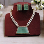 Elegant Rectangular Stone Bridal Necklace Set, Rectangular Stone Indian Jewelry Set, Pakistani Polki Necklace Set, Celebrity Inspired Necklace Set