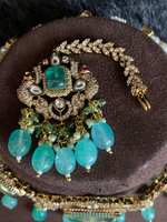 Surbhi Chandna Inspired Polki Choker Earrings Mangtika Set, Celebrity Polki Jewelry Set, Surbhi Chandna Design Jewelry Set, Surbhi Chandna Polki Indian Jewelry, Bollywood Polki Choker Set, Bridal Polki Jewelry Set