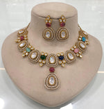 Ethnic Indian Bridal Polki Choker Earrings Set, Pakistani Traditional Polki Choker Set, Indian Polki Jewelry Set, Wedding Bridal Indian Jewelry