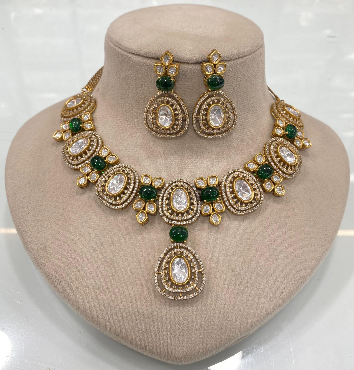Ethnic Indian Bridal Polki Choker Earrings Set, Pakistani Traditional Polki Choker Set, Indian Polki Jewelry Set, Wedding Bridal Indian Jewelry