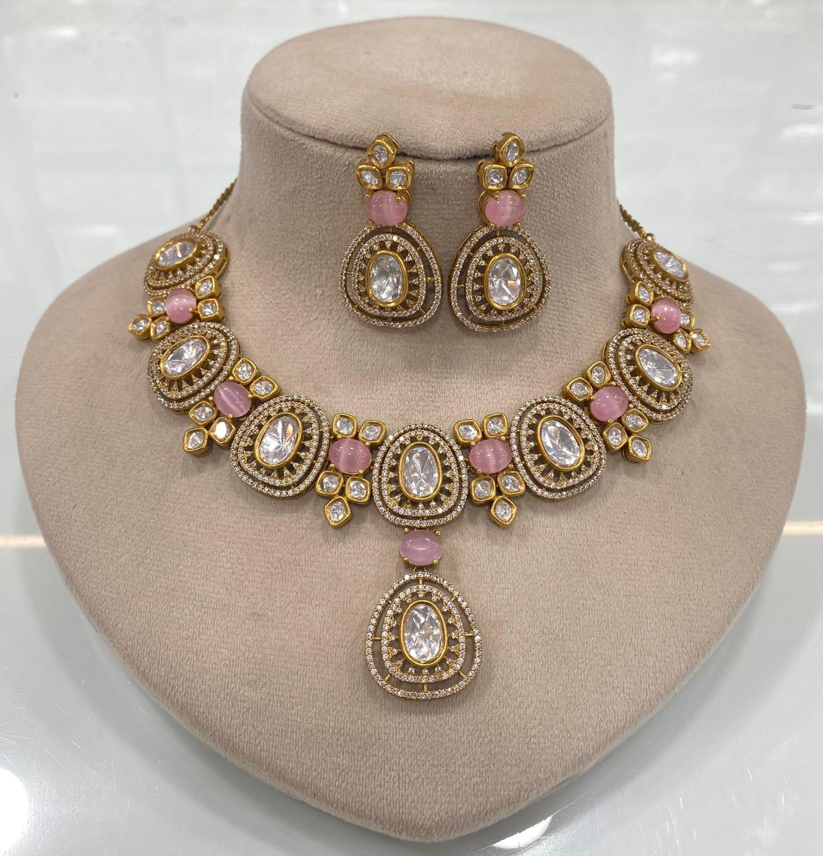 Ethnic Indian Bridal Polki Choker Earrings Set, Pakistani Traditional Polki Choker Set, Indian Polki Jewelry Set, Wedding Bridal Indian Jewelry