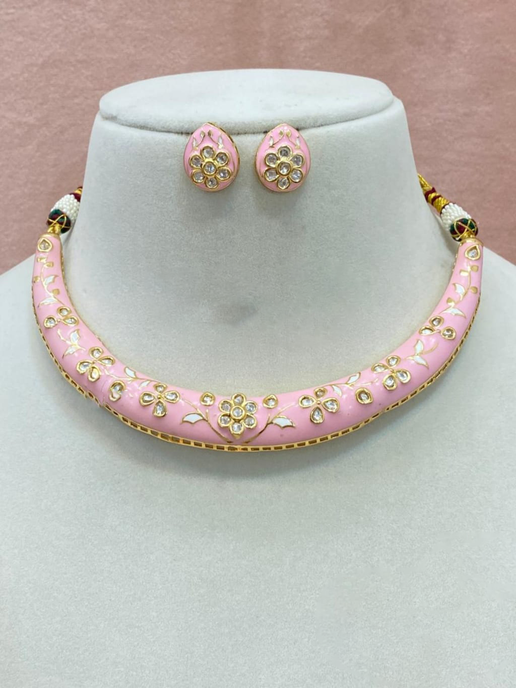 Jaipuri Traditional Bridal Choker Set, Jaipuri Green Jewelry Set, Indian Jewelry Set, Rajsthani Ethnic Choker Set, Jaipuri Floral Jewelry Set