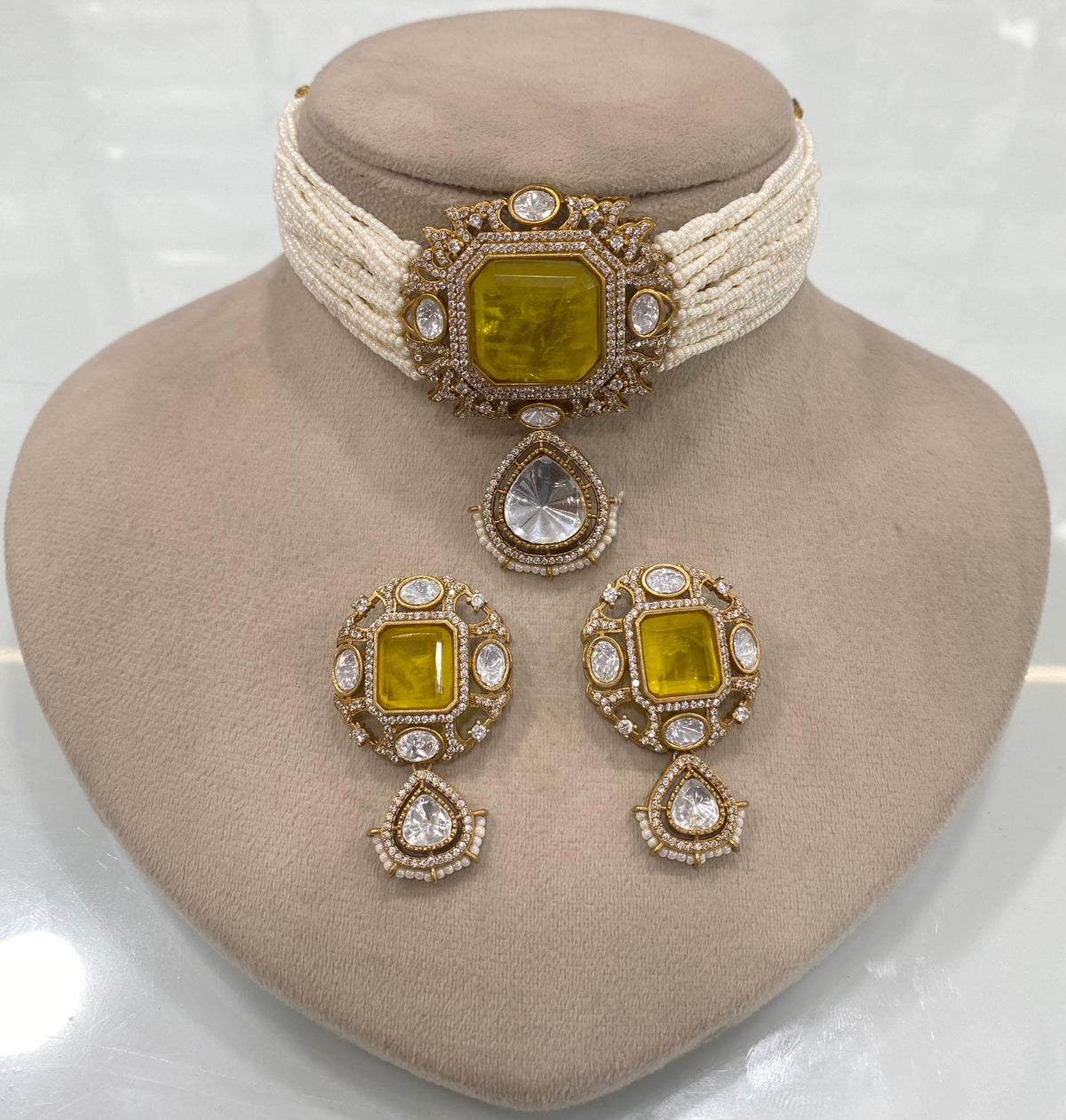 Pakistani Square Polki Choker Earrings Set, Indian Polki Choker Set, Wedding Polki Jewelry Set, Indian Jewelry Set, Bollywood Polki Choker Set, Jaipuri Jewelry Set