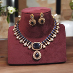 Rajsthani Teardrop Polki Necklace Earrings Set, Jaipuri Polki Indian Jewelry, Celebrity Polki Necklace Set, Traditional Polki Jewelry Set, Bollywood Polki Jewelry Set