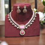 Rajsthani Teardrop Polki Necklace Earrings Set, Jaipuri Polki Indian Jewelry, Celebrity Polki Necklace Set, Traditional Polki Jewelry Set, Bollywood Polki Jewelry Set