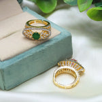 Elegant Gold-Plated CZ Ring Set with Marquise & Round Cut Stones – Bridal & Party Wear