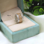 Gold-Plated Wide Band CZ Ring with Marquise & Round Stones – Statement Bridal Ring
