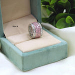 Gold-Plated Wide Band CZ Ring with Marquise & Round Stones – Statement Bridal Ring