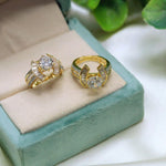Gold-Plated Solitaire CZ Ring with Baguette Accents – Elegant Bridal & Party Jewelry