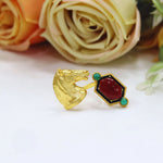 Golden Horse Head Ring | Indian Jewellery | Stone Studded Jewellery | Premium Indian Ring Set