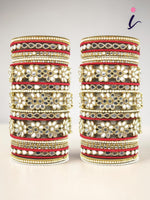 Mirror Work Silk Thread Bangle Set with Flower Kada for Women | Handmade Traditional Bridal & Festive Jewelry