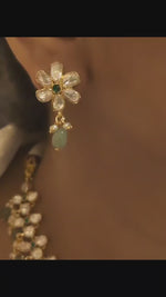 Golden Mehndi Choker Floral Earrings Jewellery Set, Mehndi Choker Set, Wedding Jewellery Set, Celebrity Jewellery Set