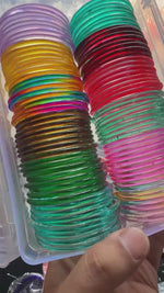 Jelly Glossy Glass Crystal Bangles Set for Women | Colorful Transparent Korean Style Bangles Combo | 12 Vibrant Colour 8 Bangles Per Packet Trendy Fashion Chudi Set
