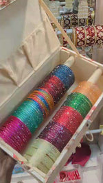 Glass Flower Bangles Combo Set (10 Dozen, 10 Colours Box) | Indian Bangles Set & Jewellery | Richnees Look