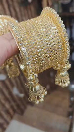 Radiant Golden Jhumki Necklace Set – Traditional Ethnic Elegance