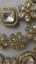 Bollywood Stylish Layered Polki Necklace Earrings Indian Jewelry Set, Bollywood Design Layer Polki Jewelry Set