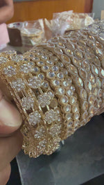 Luxury GoldSilver Combo Box Bangles Kada Set | Golden Side Stone Indian Bridal Jewellery | Wedding Bangle Collection