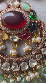 Indian Meenakari Designed Polki Necklace Earrings Set, Pakistani Traditional Polki Necklace Set, JaipuriMeenakari Jewelry Set