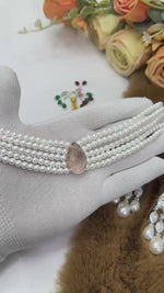 White Pearl Multi-Layer Choker Necklace Set with CZ Drop Earrings for Women | Designer Bridal Wedding & Party Wear Jewellery