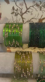 Plain Motifs Glass Raindrop Stone Bangles Combo Set (10 Dozen) Green Colour | Sawan Teej Special Indian Bangles Set for Women