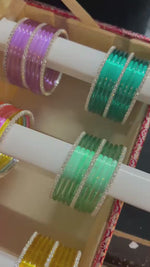 Silver Stone Jelly Glass Bangles Set –6 Vibrant Colours | 8 Bangles Per Packet | Trendy Fashion Chudi Set for Women & Girl