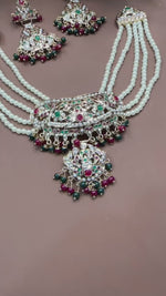 Vibrant Multi-Color Meenakari Jadau Necklace Set with Pearls - Traditional Indian Bridal Choker