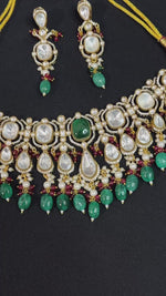 Pakistani Polki Beaded Choker Set, Indian Polki Set, Bollywood Design Polki Jewelry Set, Celebrity Polki Jewelry Set