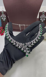Premium American Diamond CZ Necklace Set for Women | Luxury Bridal Wedding Jewellery Set | Party Wear Crystal Necklace & Earrings