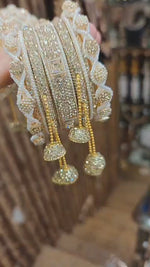 Magic Moti Stone Bangle Set – Gold-Plated Handcrafted Bangles with Pearl & Stone Detailing