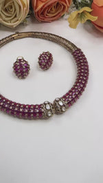 Enamel Collar Necklace Set with Earrings | Sparkling Indian Jewellery | Stylish Indian Necklace Set