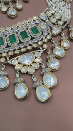 Regal Polki & Emerald Jadau Jewelry Set with Pearls - Traditional Indian Bridal Choker