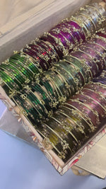 Plain Motifs Glass Bangles With New Kashmiri Ghunghroo Bangles Combo of Set 12 Colours Box | 60 PcsKashmiri Ghunghroo Bangles Indian Bangles Set & Jewelry