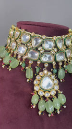 Handmade Traditional Polki Choker Teardrop Earrrings Set, Indian Teardop Jewellery, Polki Jewellery Set, Polki Necklace Set, Pakistani Polki Choker