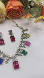 Gemstone Necklace & Earrings Set | Indian Jewellery | Jewellery | Indian Necklace Set