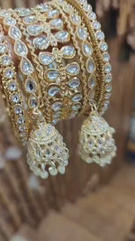 Beautiful Kundan Jhumar Bangle Set – Gold-Plated Traditional Bridal Jewelry