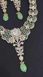 Floral Kundan AD Choker Set, Indian Wedding Jewelry, AD Stones Kundan Necklace Set, Indian Bridal Necklace Set