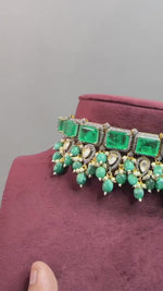 Bollywood Wedding AD Choker Indian Jewelry Set, Bollywood CZ Choker Earrrings Set, AD Earrings, CZ Indian Choker Set, Pakistani Set, Celeb AD Jewelry