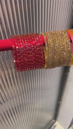 Indian Gold Drop Glass Bangles with Moti Design | Bridal Bangle Set | 3 Colour Combo Glass Bangles | Traditional Wedding Jewellery for Women