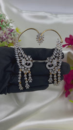 Traditional Victorian CZ Ear Cuff Earrings for Women | Silver Plated Designer Bridal Wedding & Party Wear Jewellery
