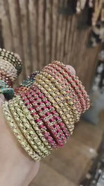 Premium Golden Shadow Thread Bangles Set – 12 Unique Colours, 4 Bangles Each