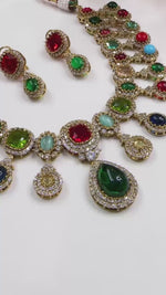 Royal Multicolor Kundan Necklace Set with Earrings | Indian Jewellery | Kundan Jewellery | Indian Necklace Set