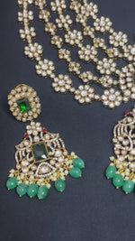 Radhika Ambani Wedding Polki Necklace Earrings Maangtika Set, Radhika Ambani Polki Necklace Set, Radhika Ambani Polki Jewelry Set, Radhika Ambani Earrings Set, Polki Weddings Jewellery, Indian Wedding Polki Necklace Set, Polki Necklace Set