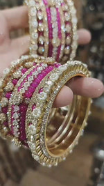 Shadow Gold Stone Bangles Set | Colorful Full Betki Bangles for Women | Traditional Indian Jewelry